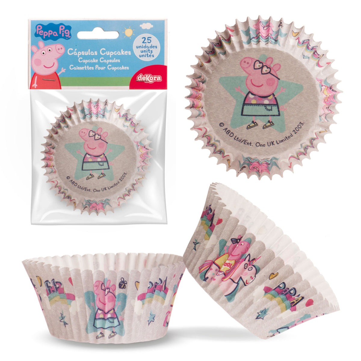 BLISTER 25 CAPSULAS CUPCAKE PEPPA PIG Ø 5CM H 3CM
