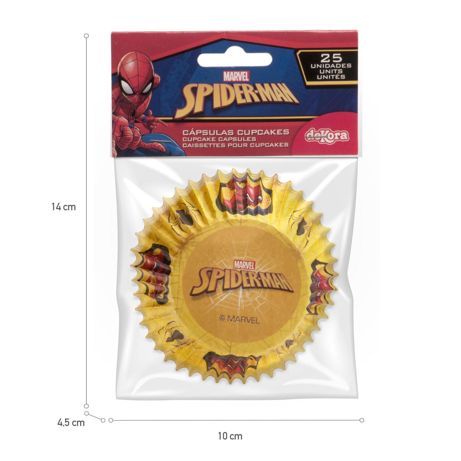 BLISTER 25 CAPSULAS CUPCAKE SPIDERMAN Ø 5CM H 3CM