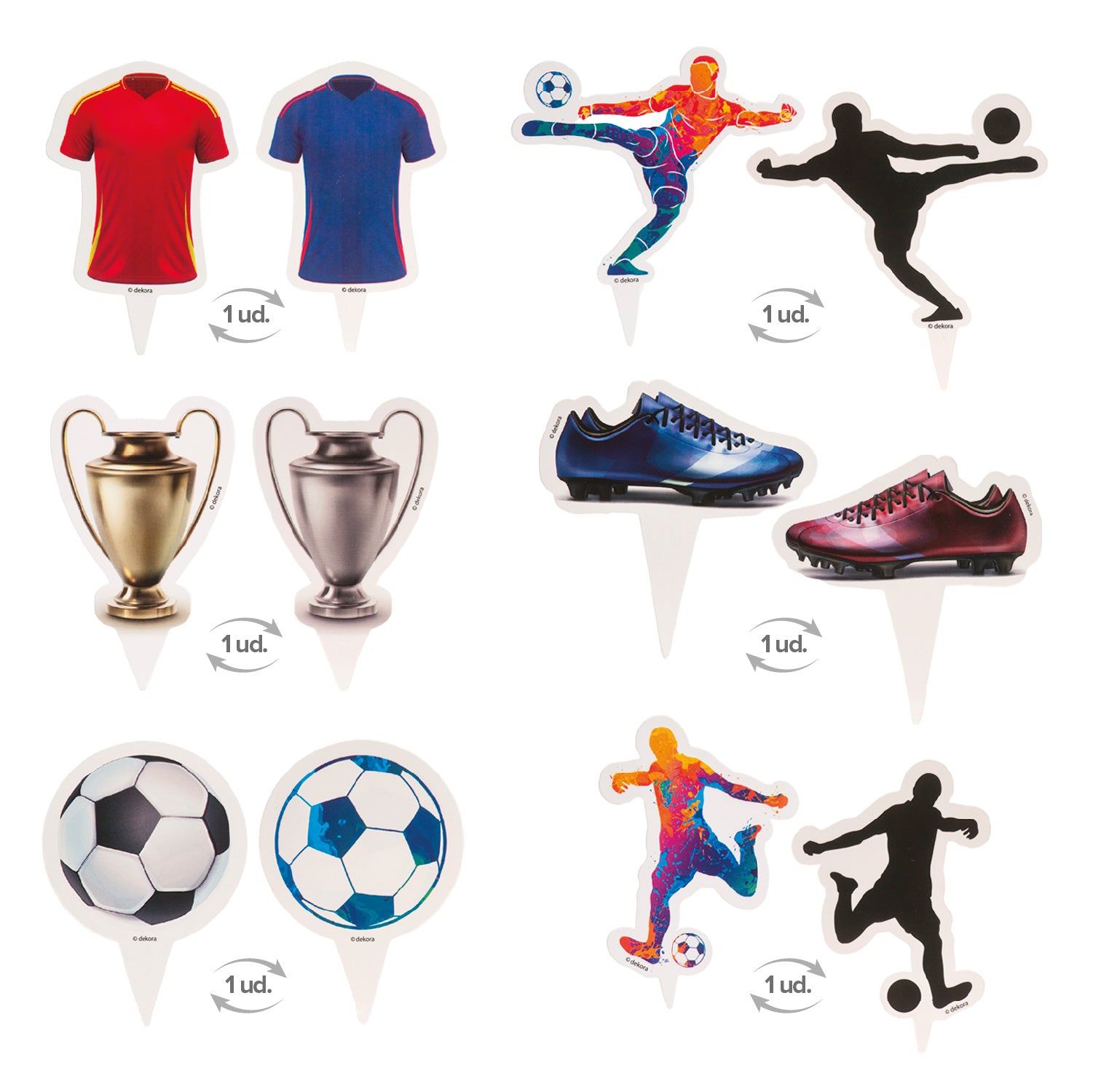 KIT DECORACION  ENVOLTURA CUPCAKE CON TOPPERS FUTBOL 12UD
