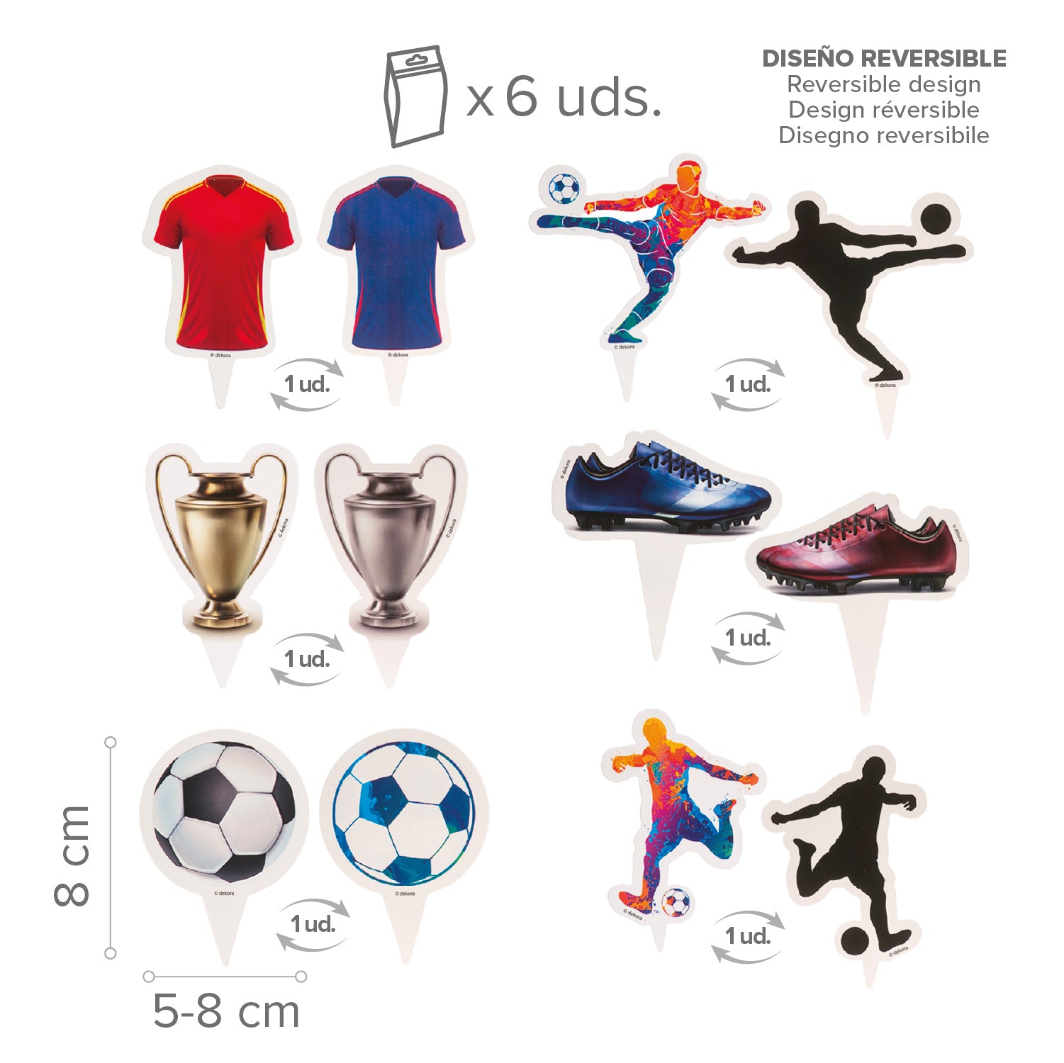 KIT DECORACION  ENVOLTURA CUPCAKE CON TOPPERS FUTBOL 12UD