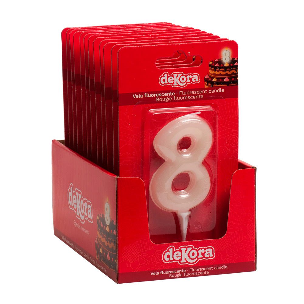 DISPLAY 12 VELAS Nº8 FLUORESCENTE 6CM