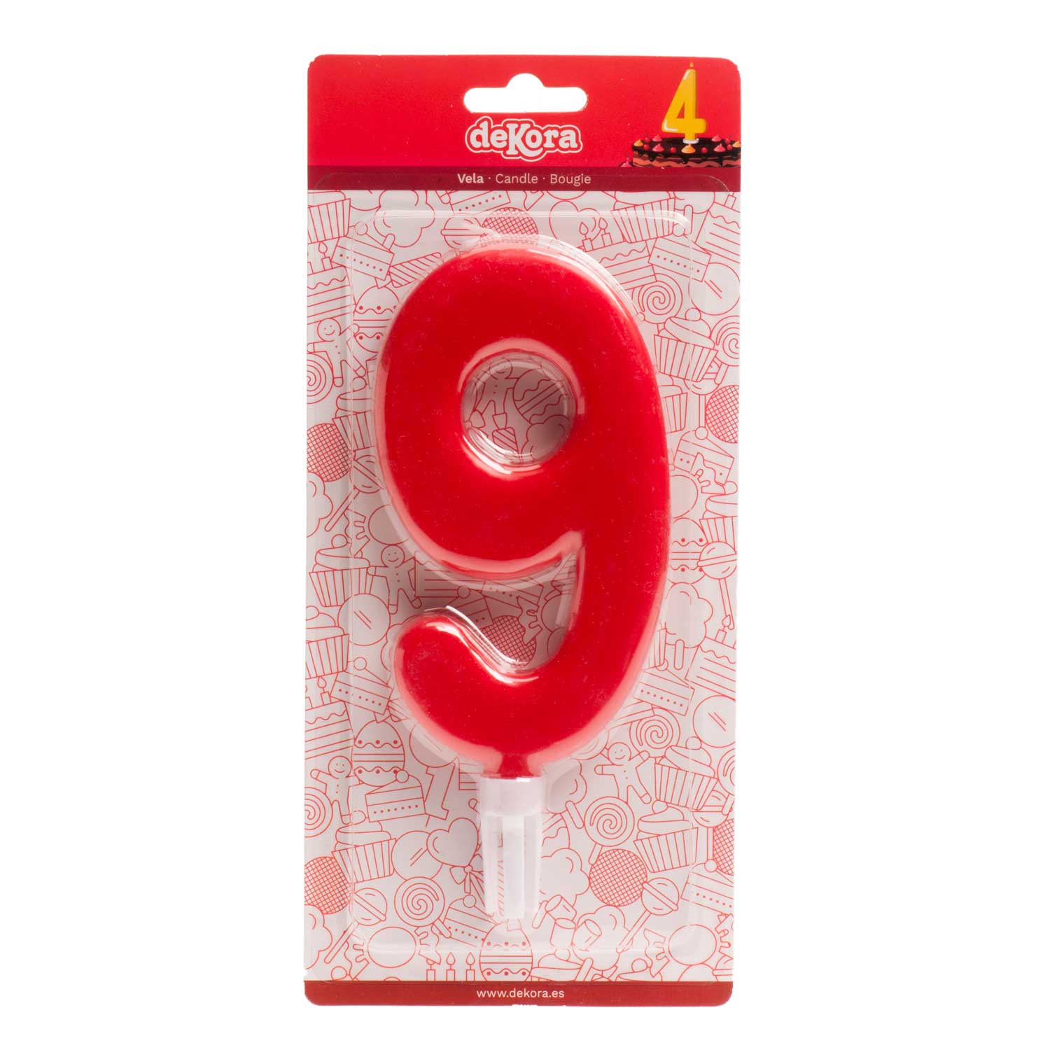 DISPLAY 6 VELAS GIGANTES Nº9 -15CM