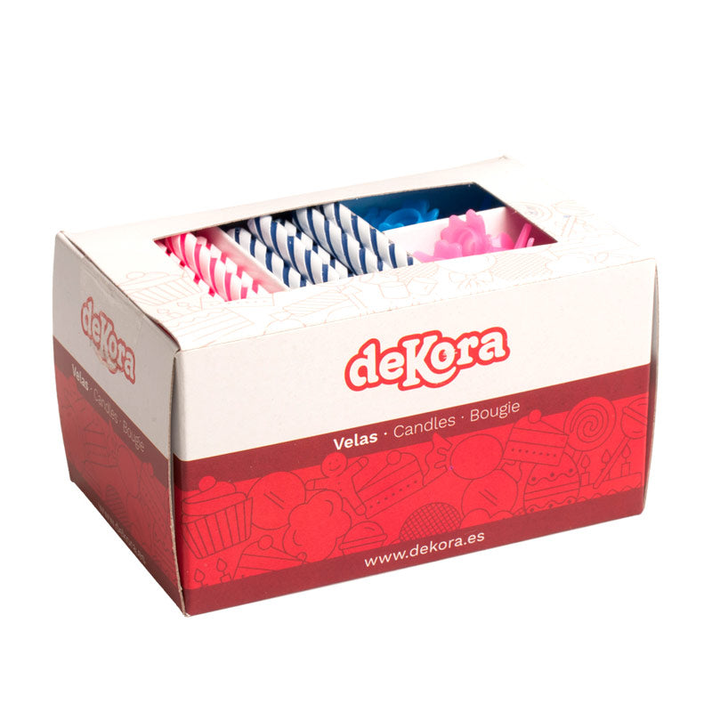 VELAS ROSA/AZUL CON SOPORTE 6CM (50:50)