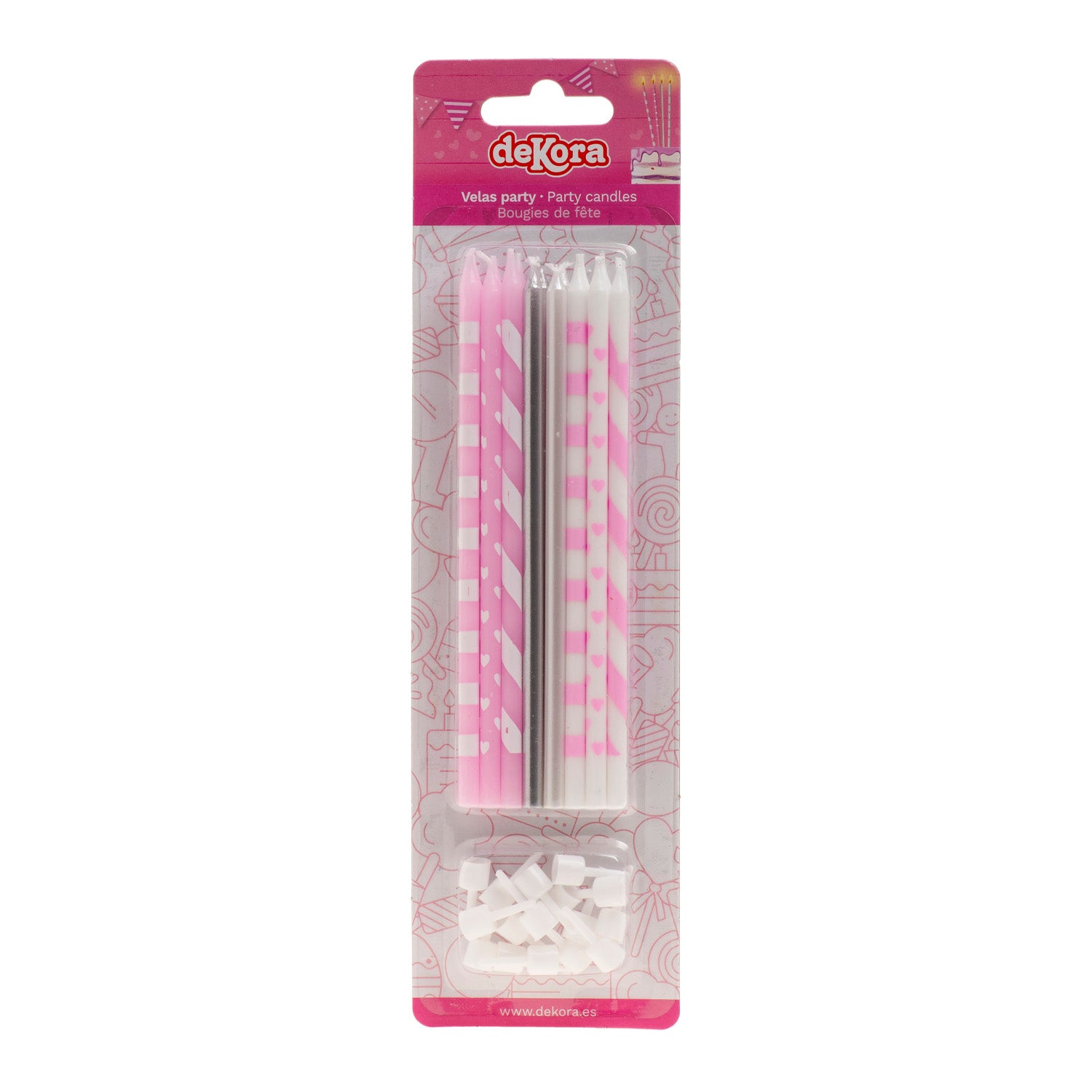 VELAS DE CUMPLEAÑOS MIX ROSA 13CM