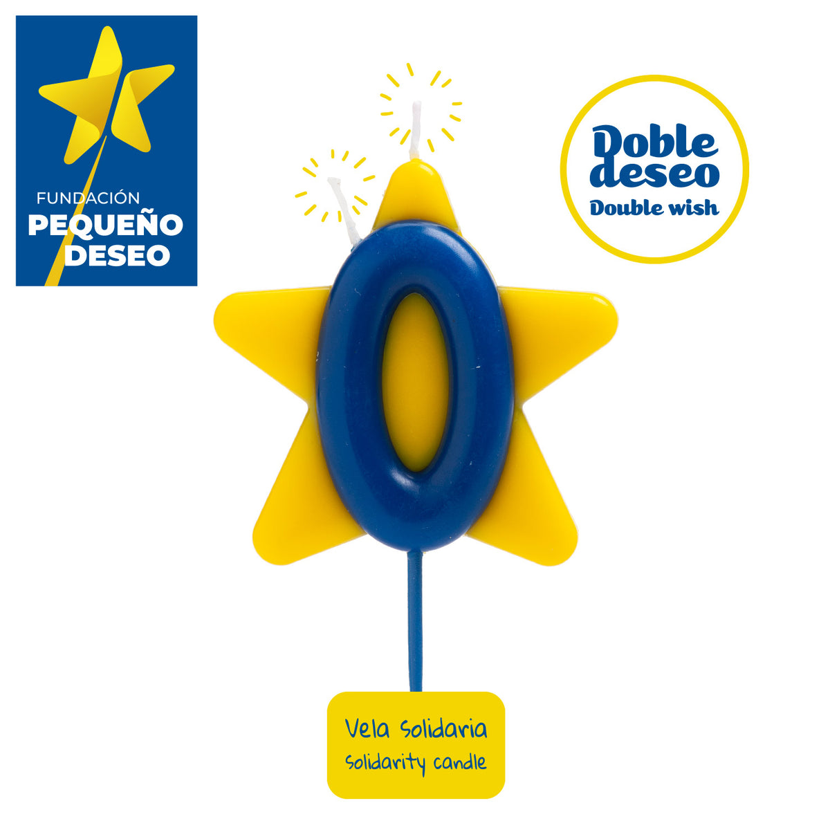 VELA CUMPLEAÑOS SOLIDARIA ESTRELLA DOBLE DESEO | Nº0
