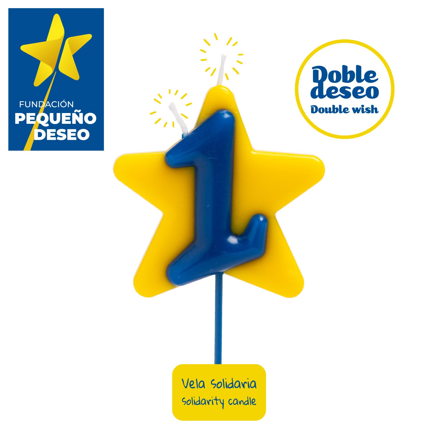 VELA CUMPLEAÑOS SOLIDARIA ESTRELLA DOBLE DESEO | Nº1