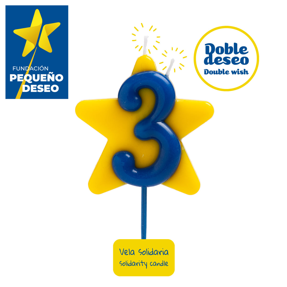 VELA CUMPLEAÑOS SOLIDARIA ESTRELLA DOBLE DESEO | Nº3