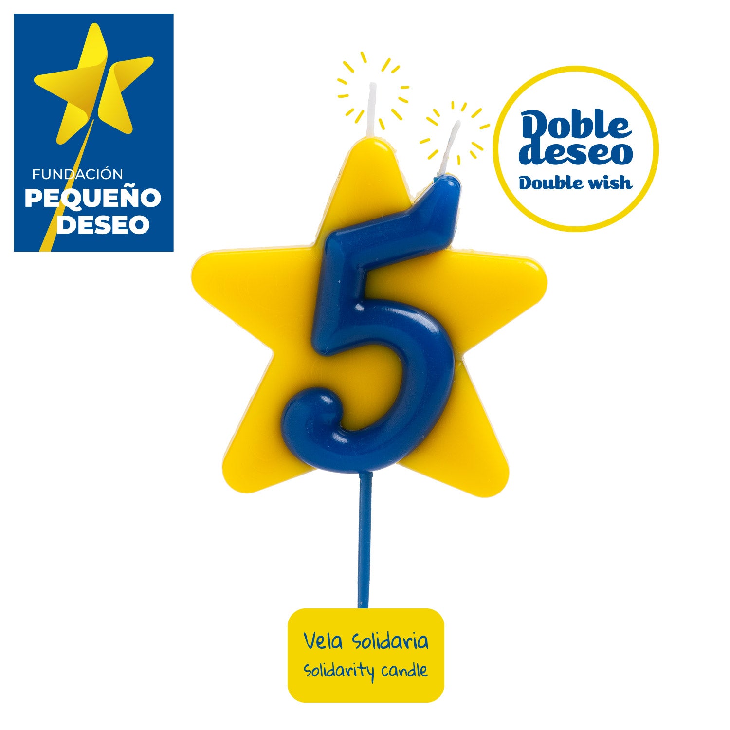 VELA CUMPLEAÑOS SOLIDARIA ESTRELLA DOBLE DESEO | Nº5
