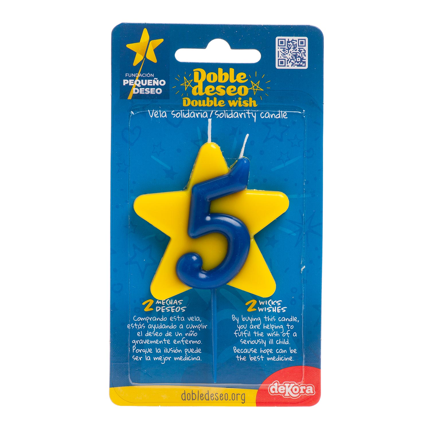 VELA CUMPLEAÑOS SOLIDARIA ESTRELLA DOBLE DESEO | Nº5
