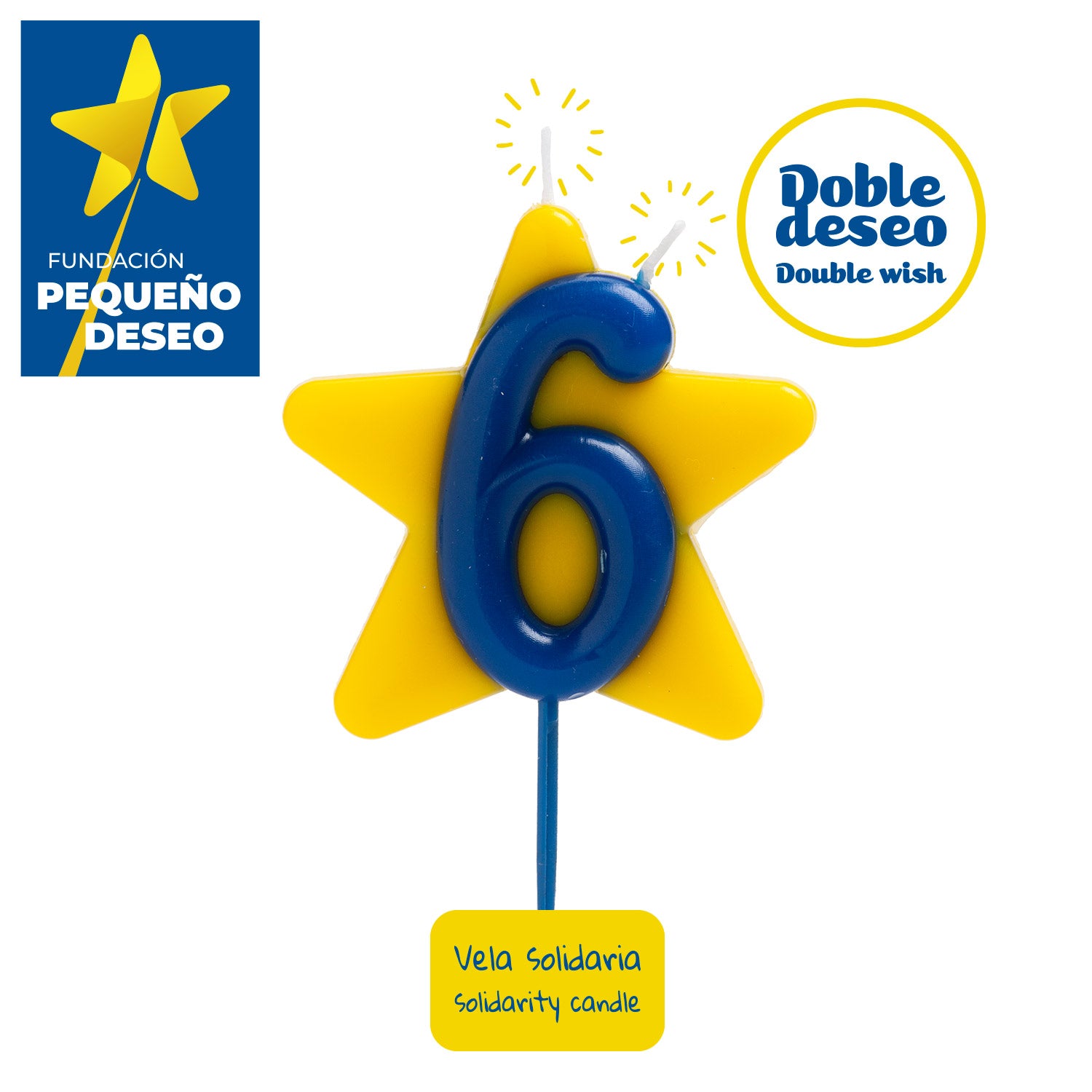 VELA CUMPLEAÑOS SOLIDARIA ESTRELLA DOBLE DESEO | Nº6