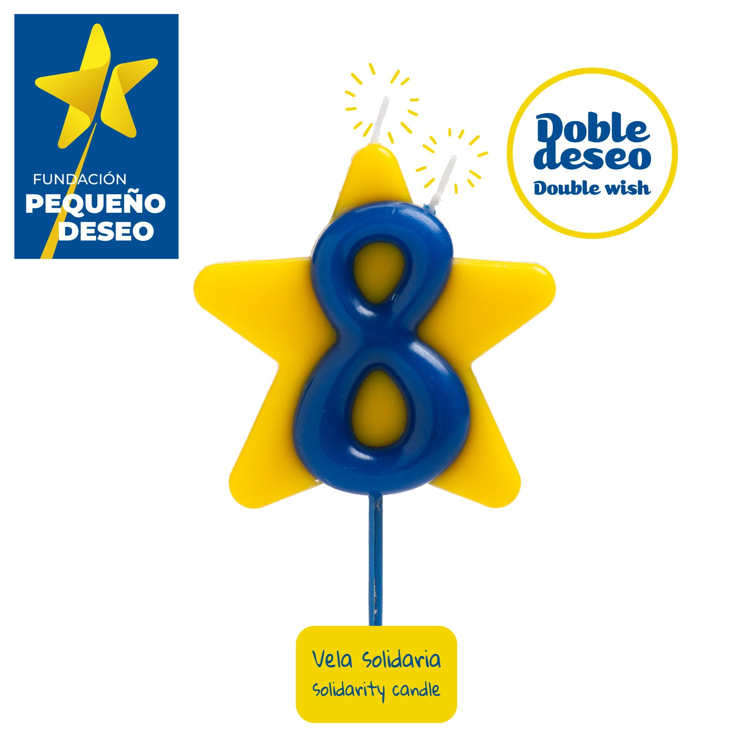 VELA CUMPLEAÑOS SOLIDARIA ESTRELLA DOBLE DESEO | Nº8