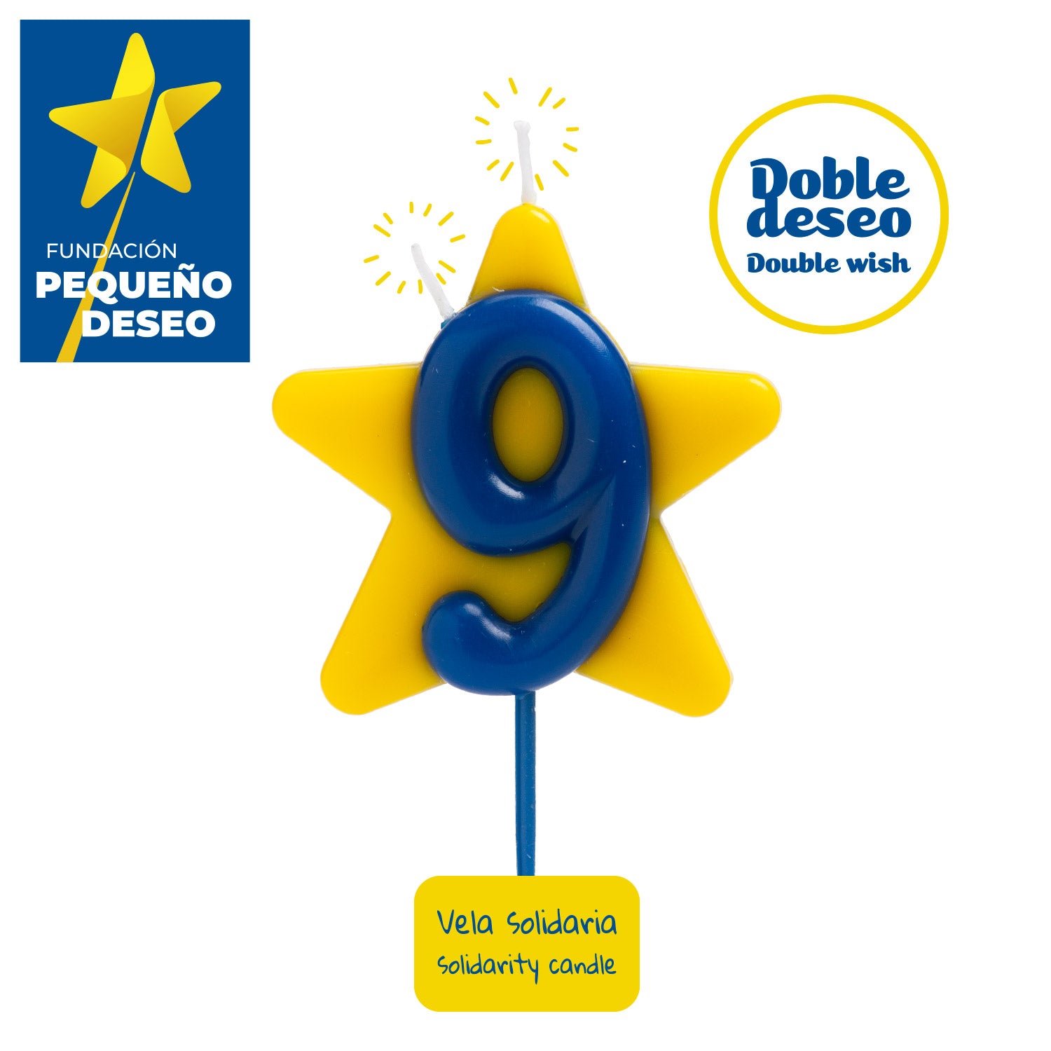 VELA CUMPLEAÑOS SOLIDARIA ESTRELLA DOBLE DESEO | Nº9