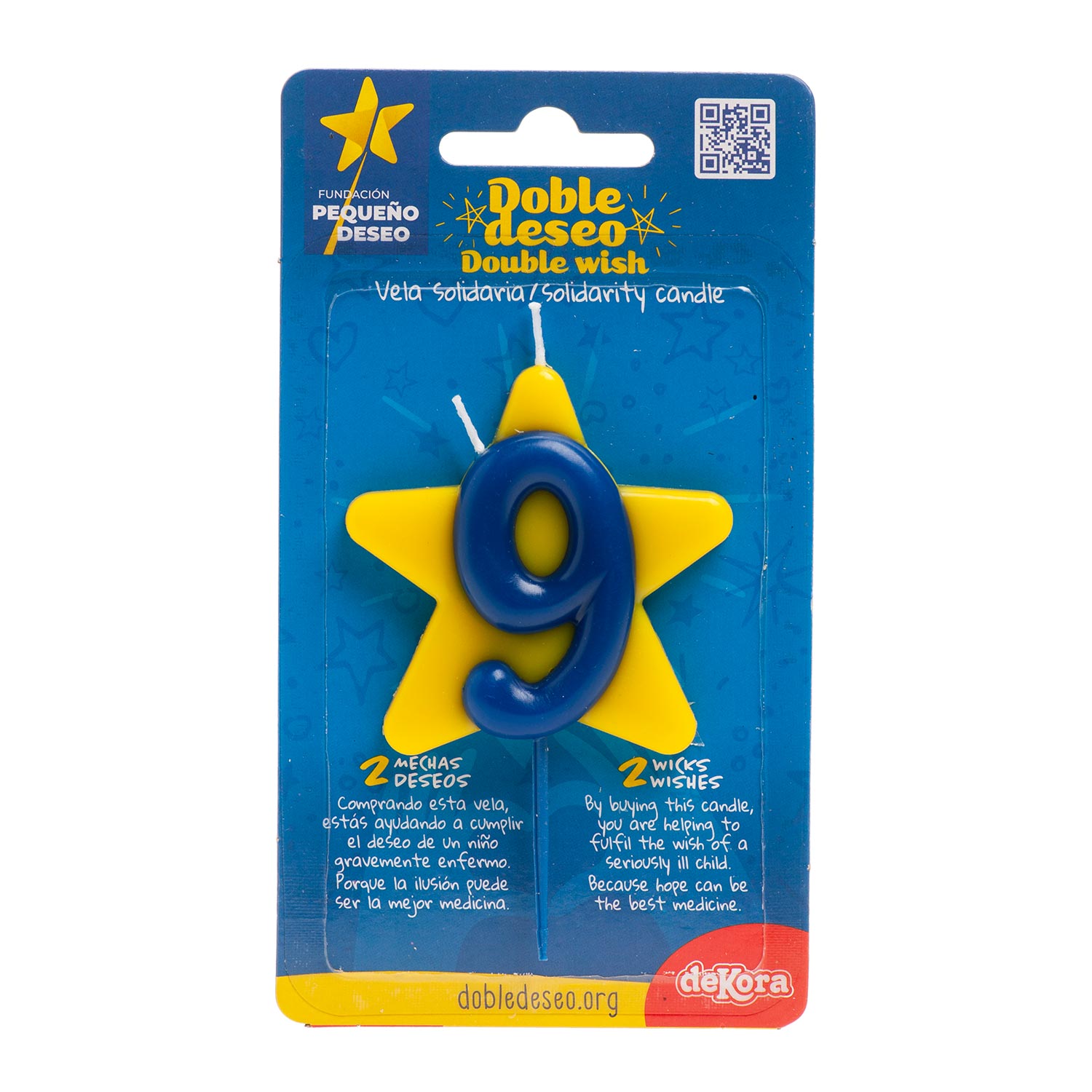 VELA CUMPLEAÑOS SOLIDARIA ESTRELLA DOBLE DESEO | Nº9