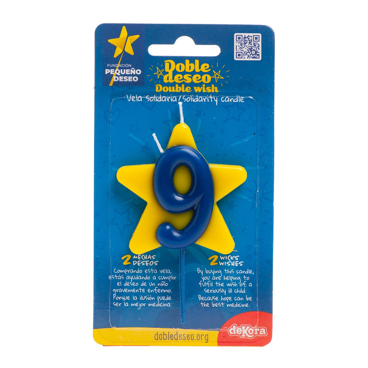 VELA CUMPLEAÑOS SOLIDARIA ESTRELLA DOBLE DESEO | Nº9