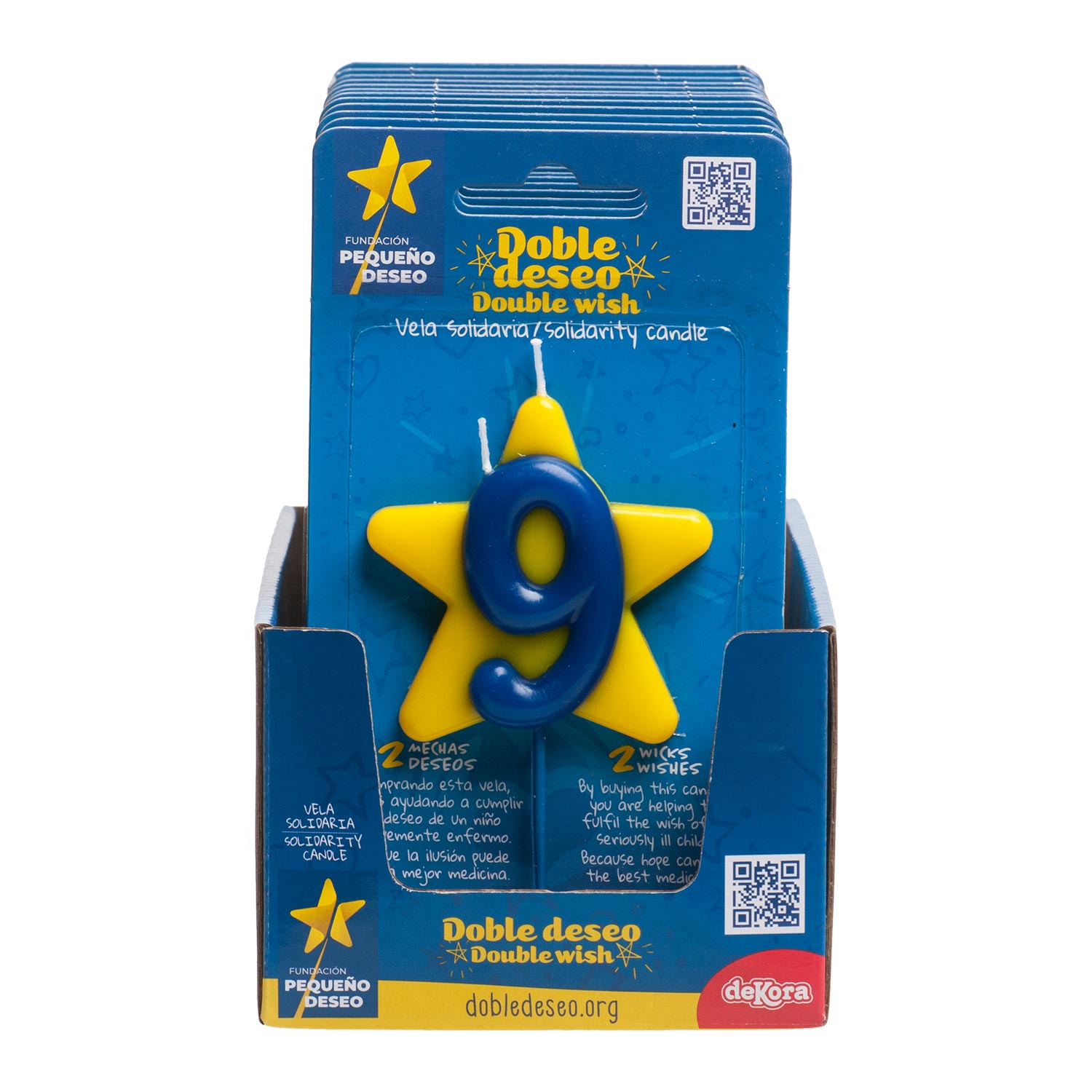 VELA CUMPLEAÑOS SOLIDARIA ESTRELLA DOBLE DESEO | Nº9