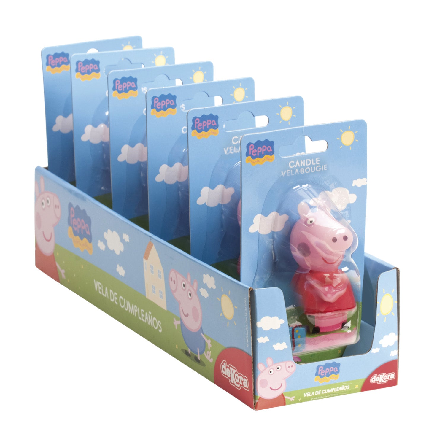 DISPLAY 6 VELAS 3D PEPPA PIG 7,5CM