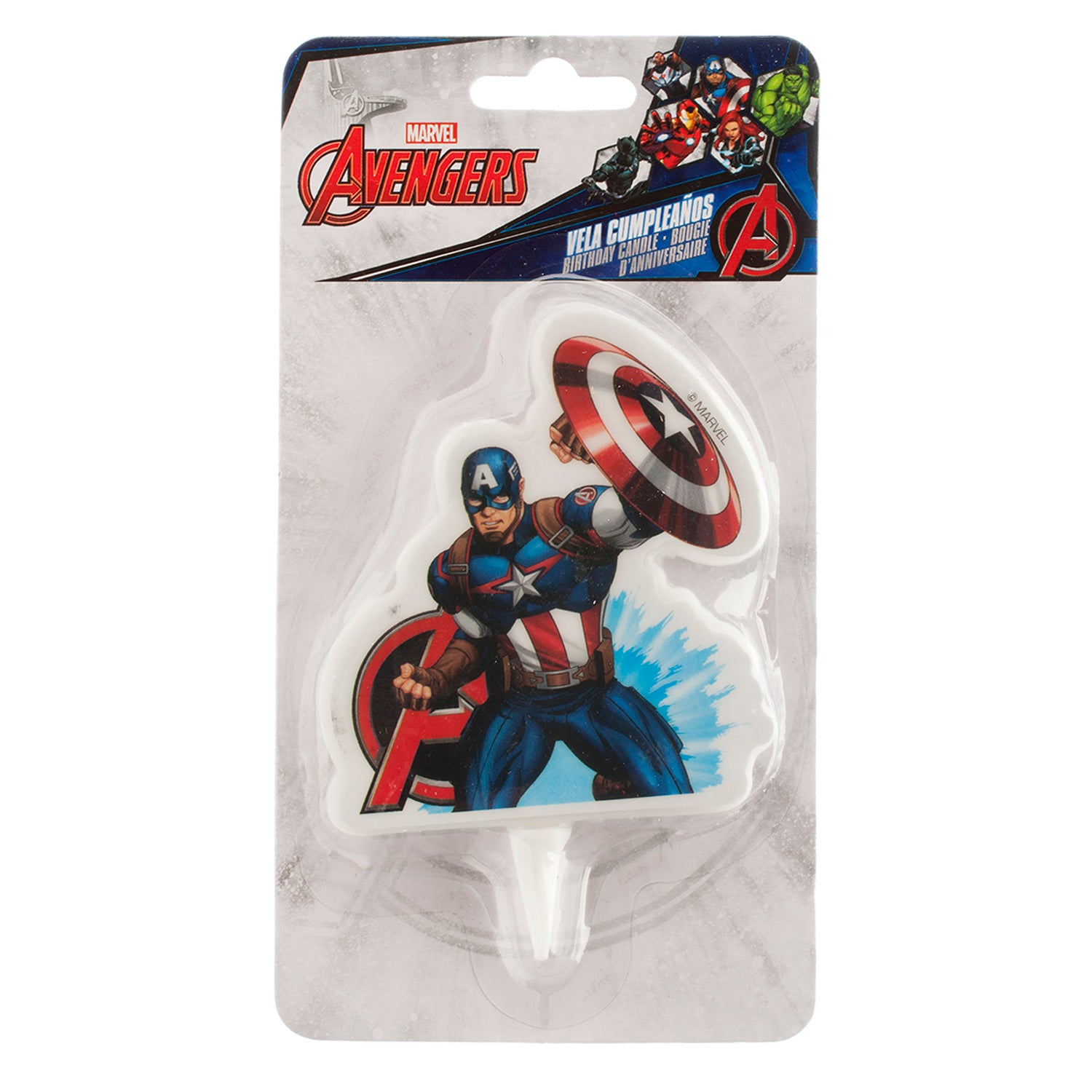 DISPLAY 12 VELAS 2D AVENGERS CAP. AMERICA 7,5CM