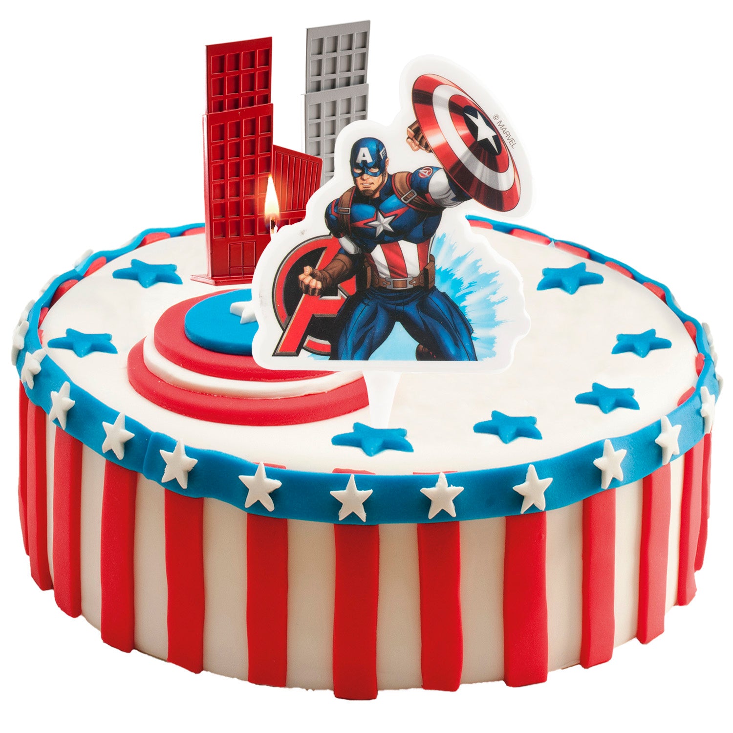 DISPLAY 12 VELAS 2D AVENGERS CAP. AMERICA 7,5CM