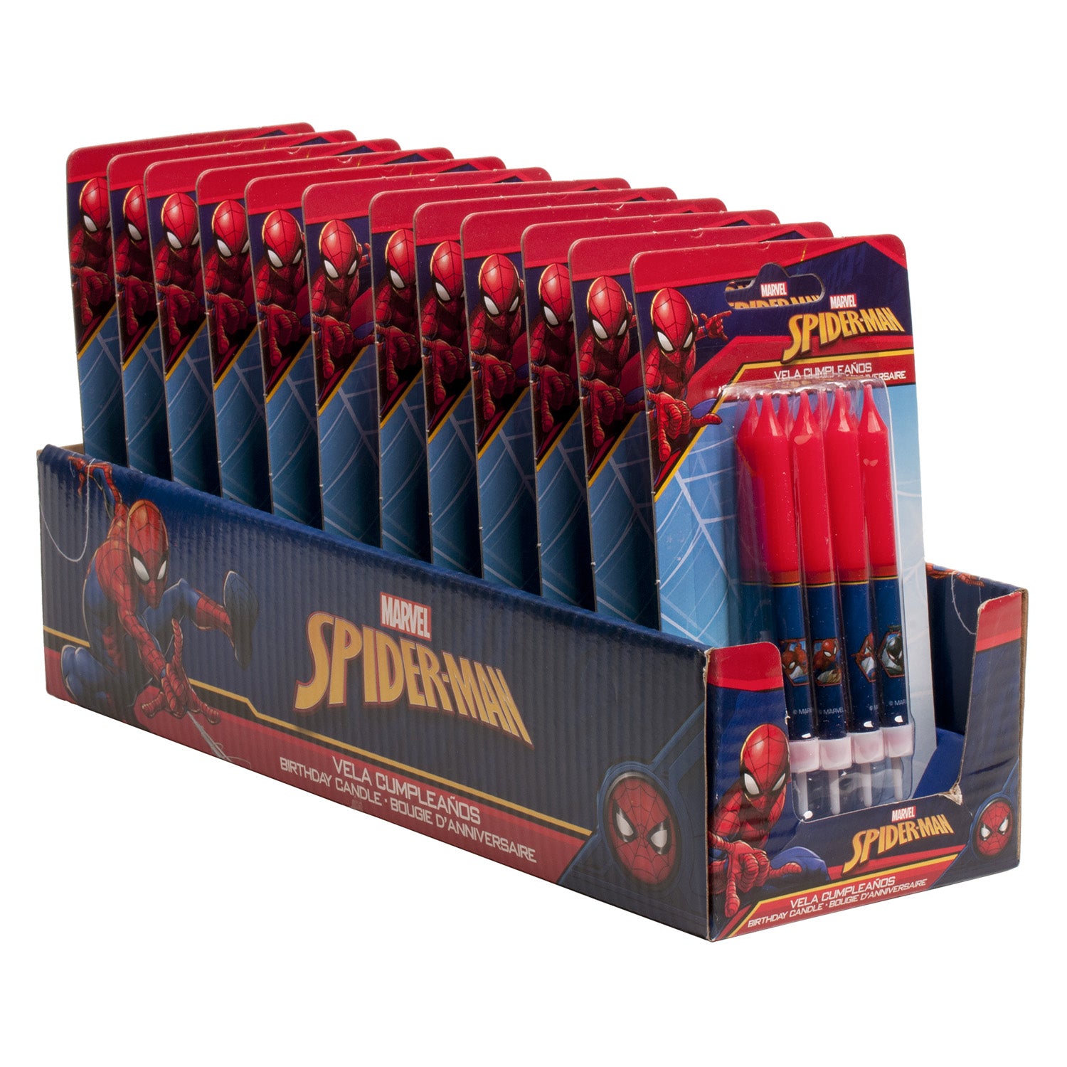DISPLAY 12 BLISTER 8 VELAS PALILLO SPIDERMAN 9CM