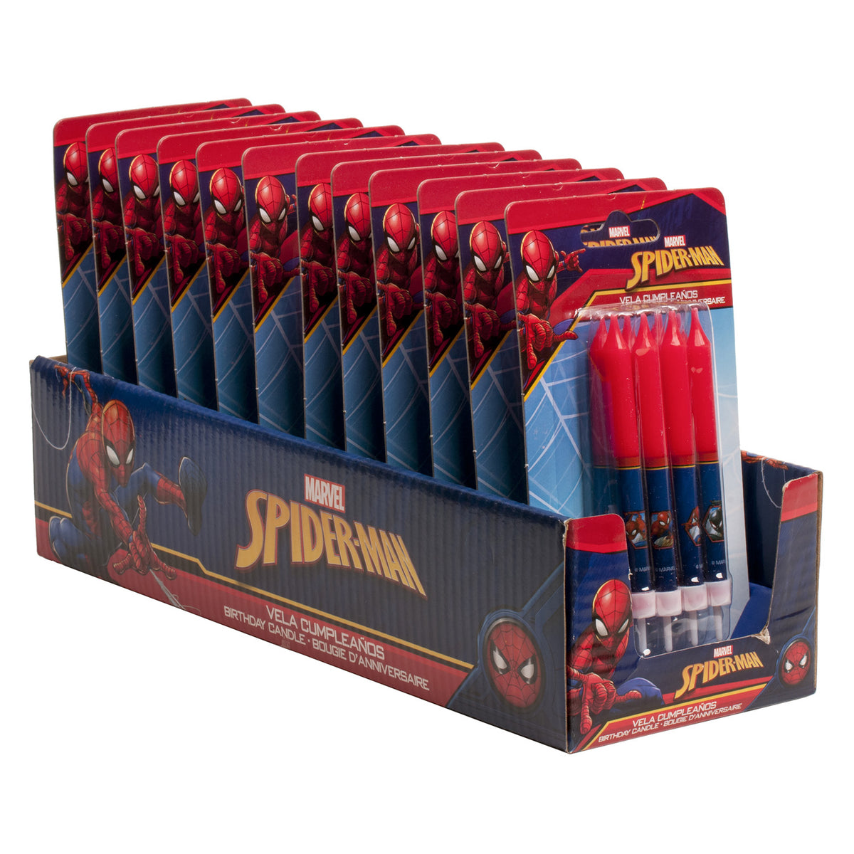 DISPLAY 12 BLISTER 8 VELAS PALILLO SPIDERMAN 9CM