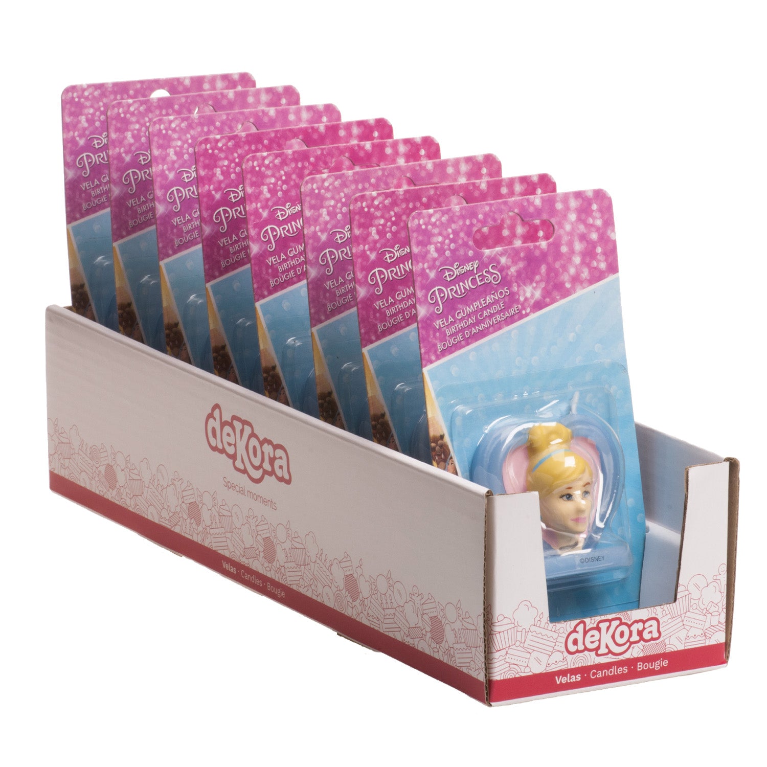 DISPLAY 8 VELAS 3D CENICIENTA 5,5CM