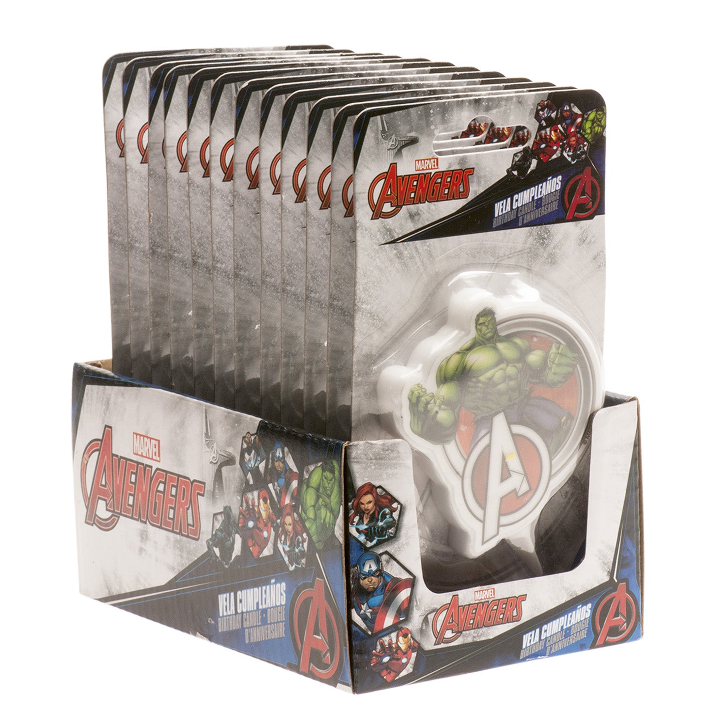 DISPLAY 12 VELAS 2D HULK 7.5CM