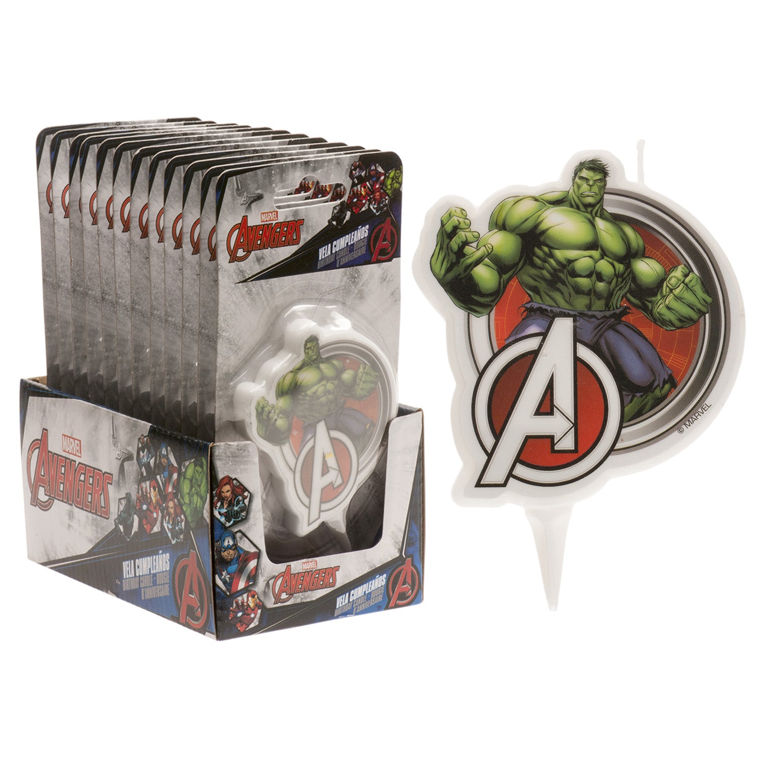 DISPLAY 12 VELAS 2D HULK 7.5CM