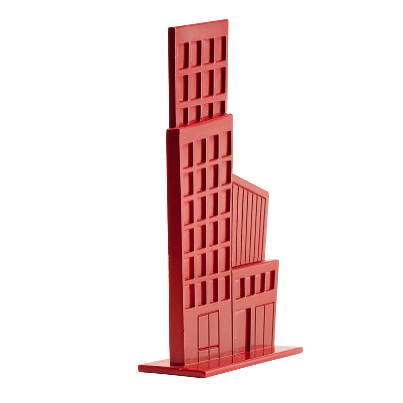 DECORACION DE TARTAS EDIFICIOS PVC ROJO Y GRIS 12CM