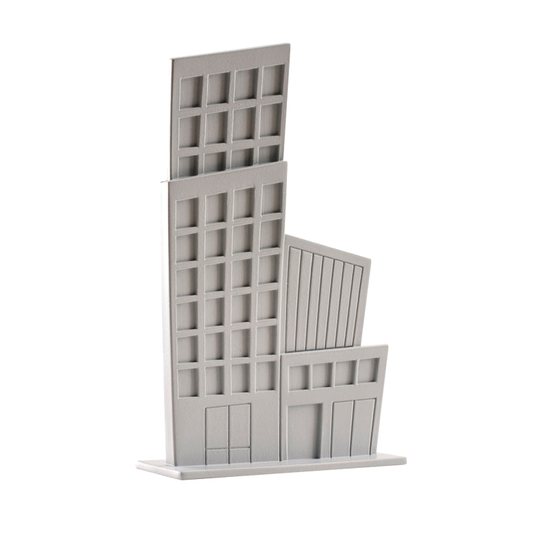 DECORACION DE TARTAS EDIFICIOS PVC ROJO Y GRIS 12CM
