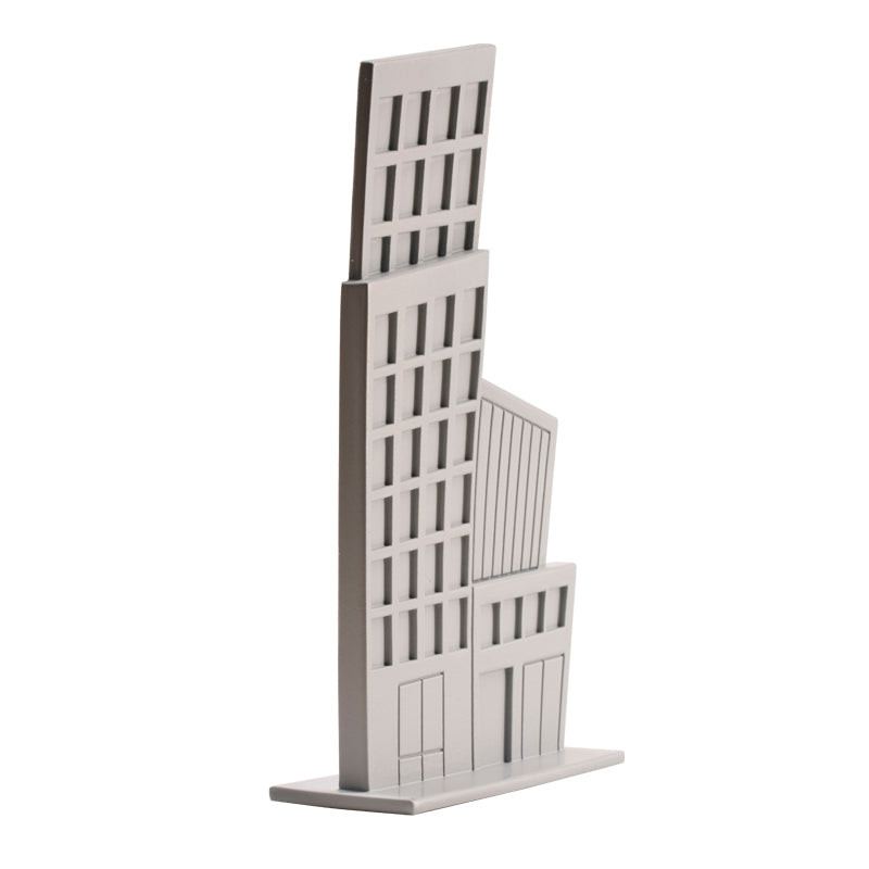 DECORACION DE TARTAS EDIFICIOS PVC ROJO Y GRIS 12CM