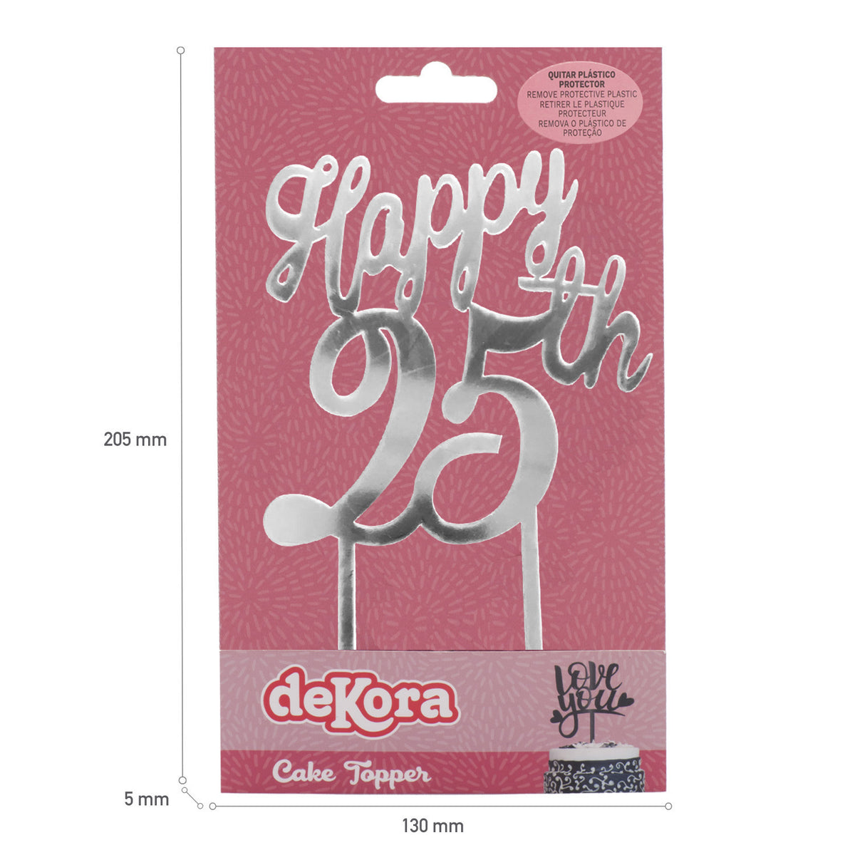 CAKE TOPPER 25th ANNIVERSARY 16CM