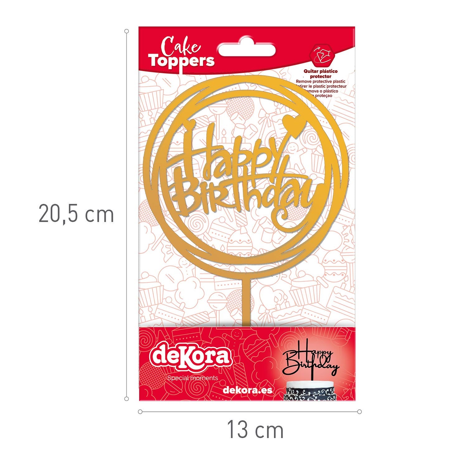 CAKE TOPPER HAPPY BIRTHDAY 15,4X10CM