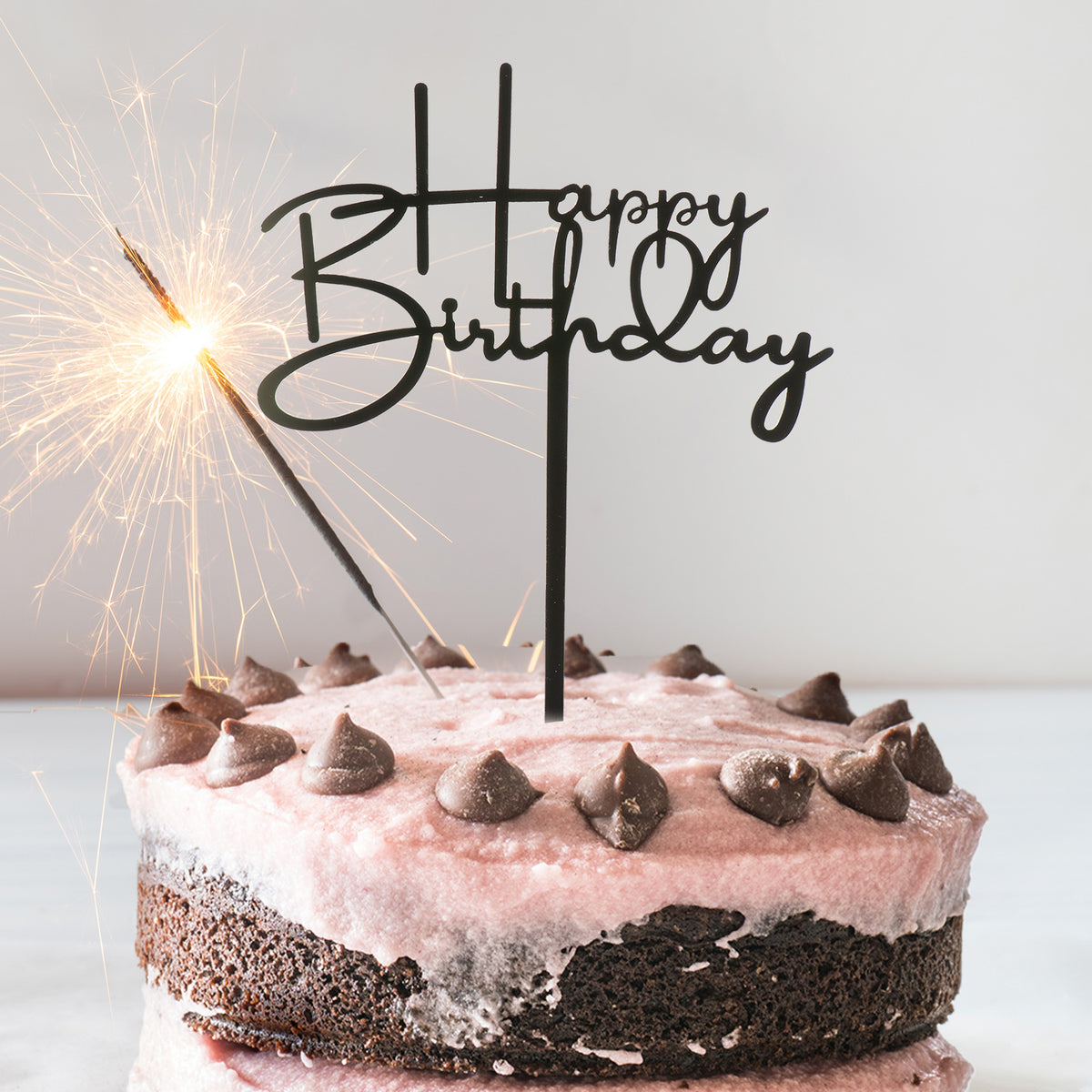CAKE TOPPER HAPPY BIRTHDAY BLACK