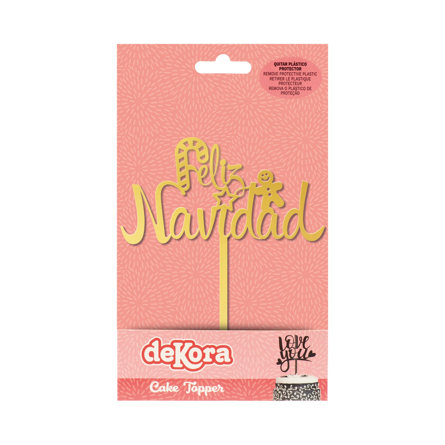 CAKE TOPPER FELIZ NAVIDAD ORO 11X14CM
