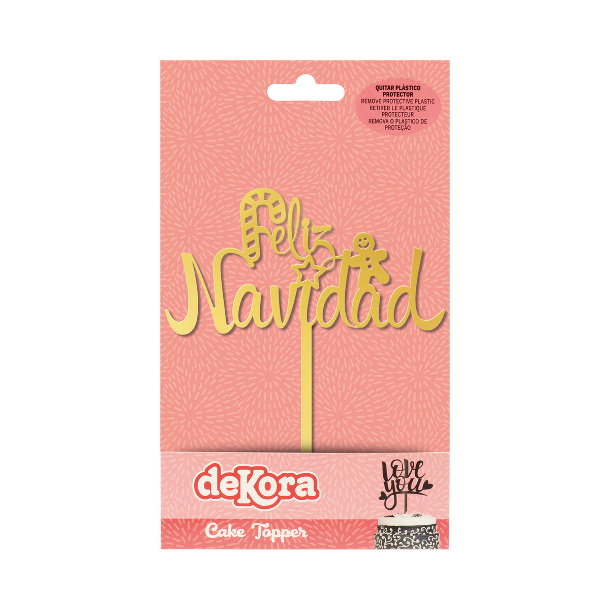 CAKE TOPPER FELIZ NAVIDAD ORO 11X14CM