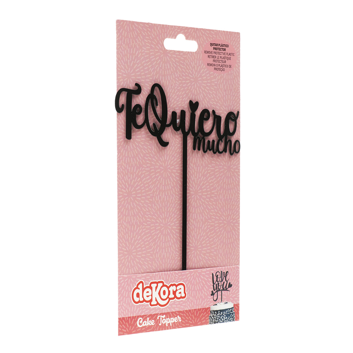 CAKE TOPPER NEGRO TE QUIERO MUCHO 12X15CM