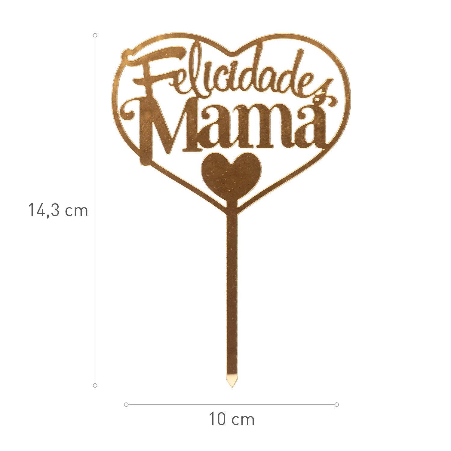 CAKE TOPPER FELICIDADES MAMA ORO 14,3X10CM