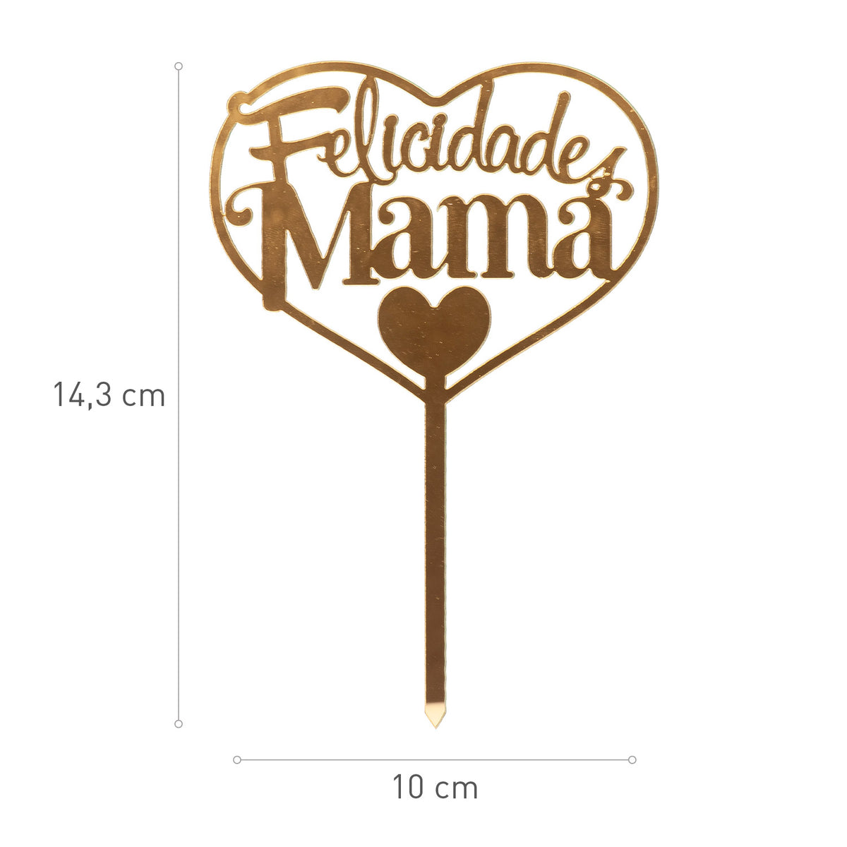 CAKE TOPPER FELICIDADES MAMA ORO 14,3X10CM