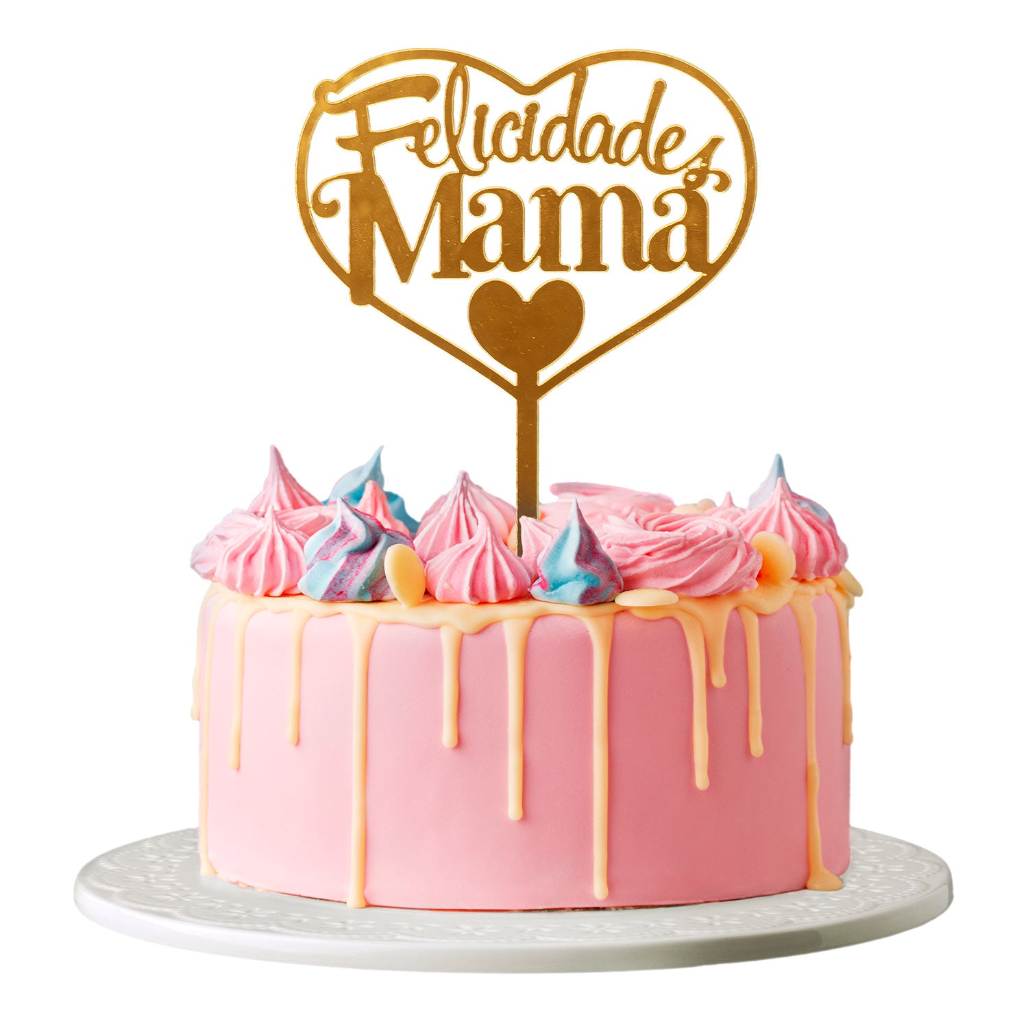 CAKE TOPPER FELICIDADES MAMA ORO 14,3X10CM