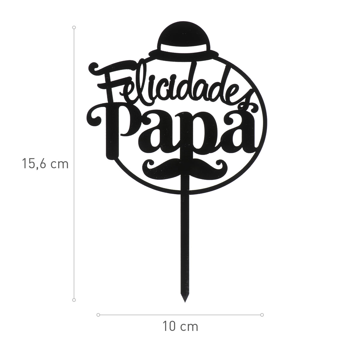 CAKE TOPPER FELICIDADES PAPA NEGRO 15,6X10CM
