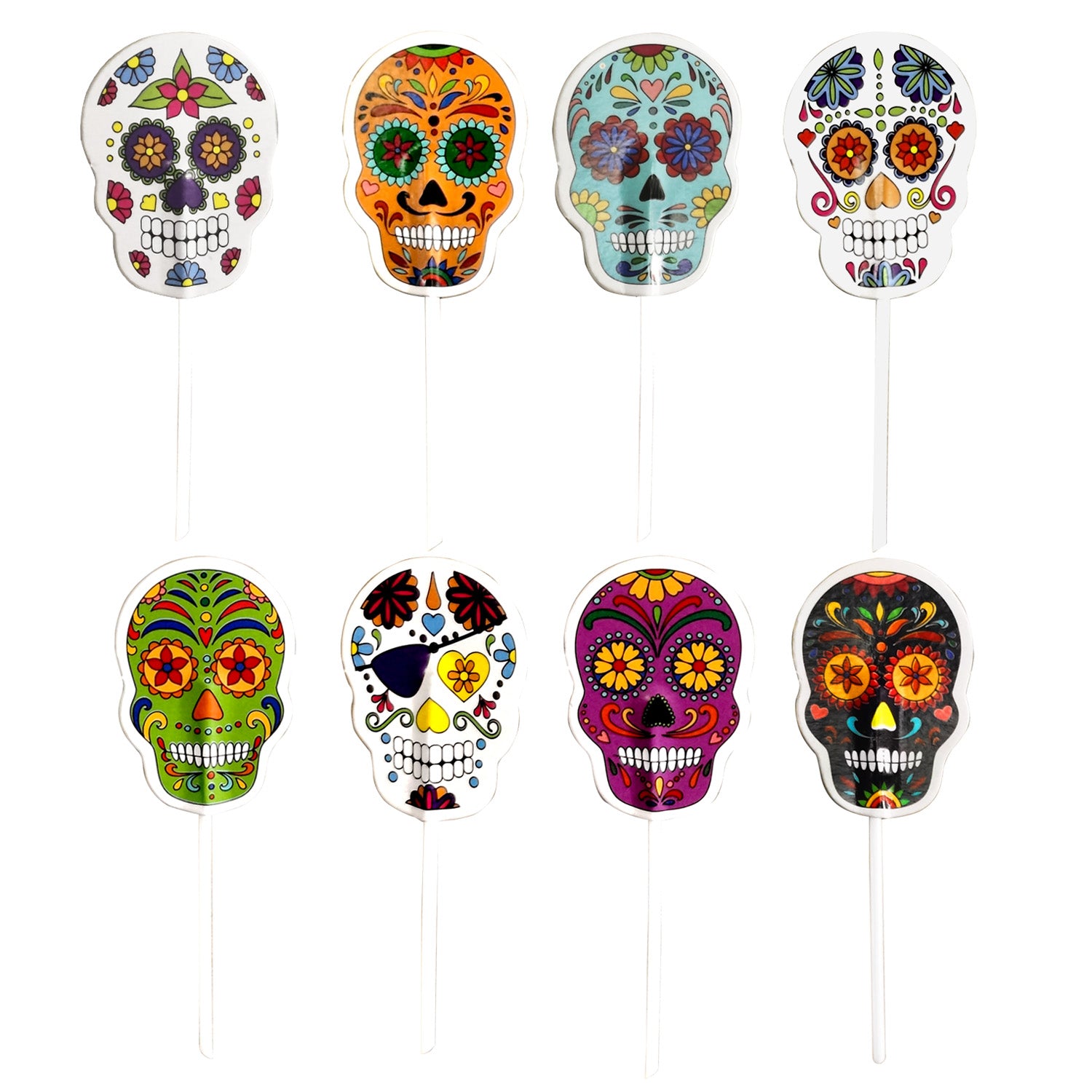 CAKE TOPPER PAPEL HALLOWEEN CALAVERAS 16 UNIDADES
