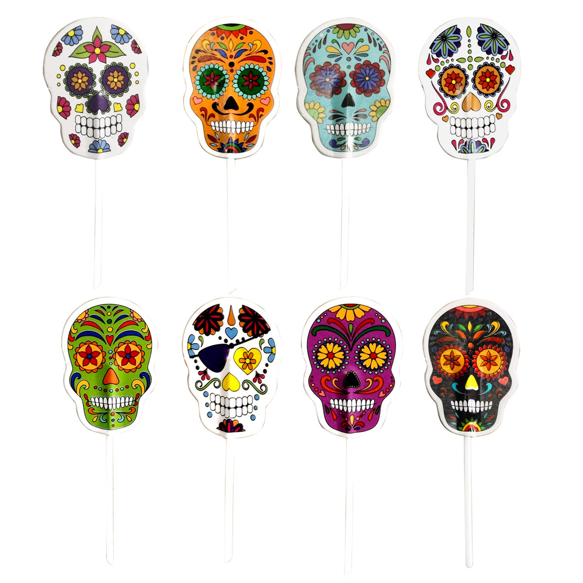 CAKE TOPPER PAPEL HALLOWEEN CALAVERAS 16 UNIDADES