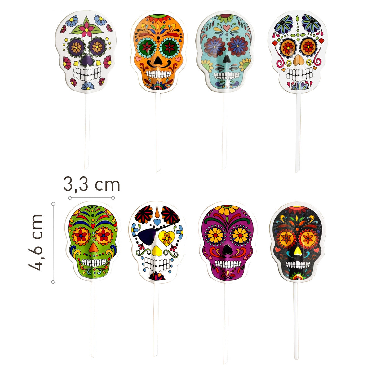 CAKE TOPPER PAPEL HALLOWEEN CALAVERAS 16 UNIDADES