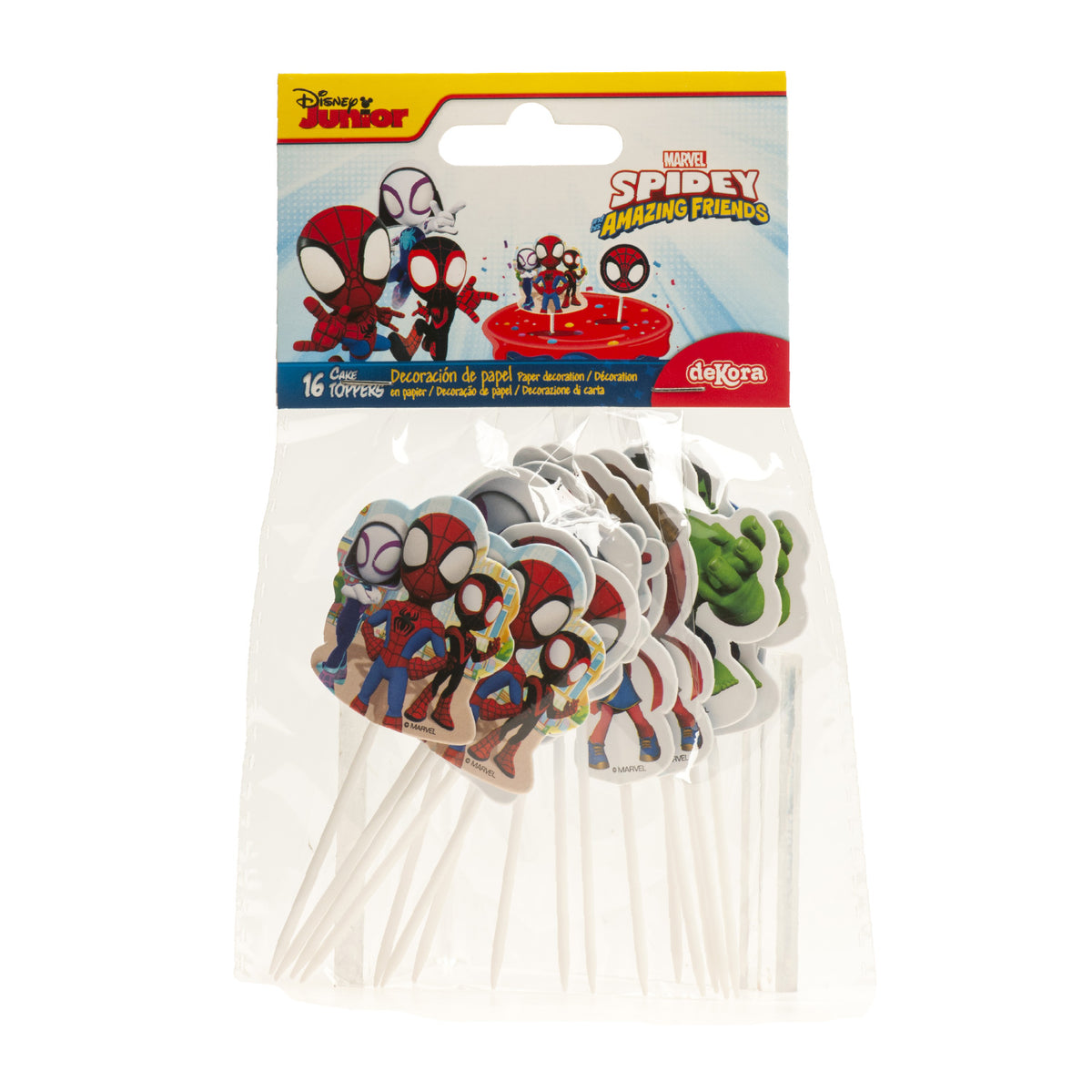 CAKE TOPPER 8 DISEÑOS SPIDEY 16 UNIDADES