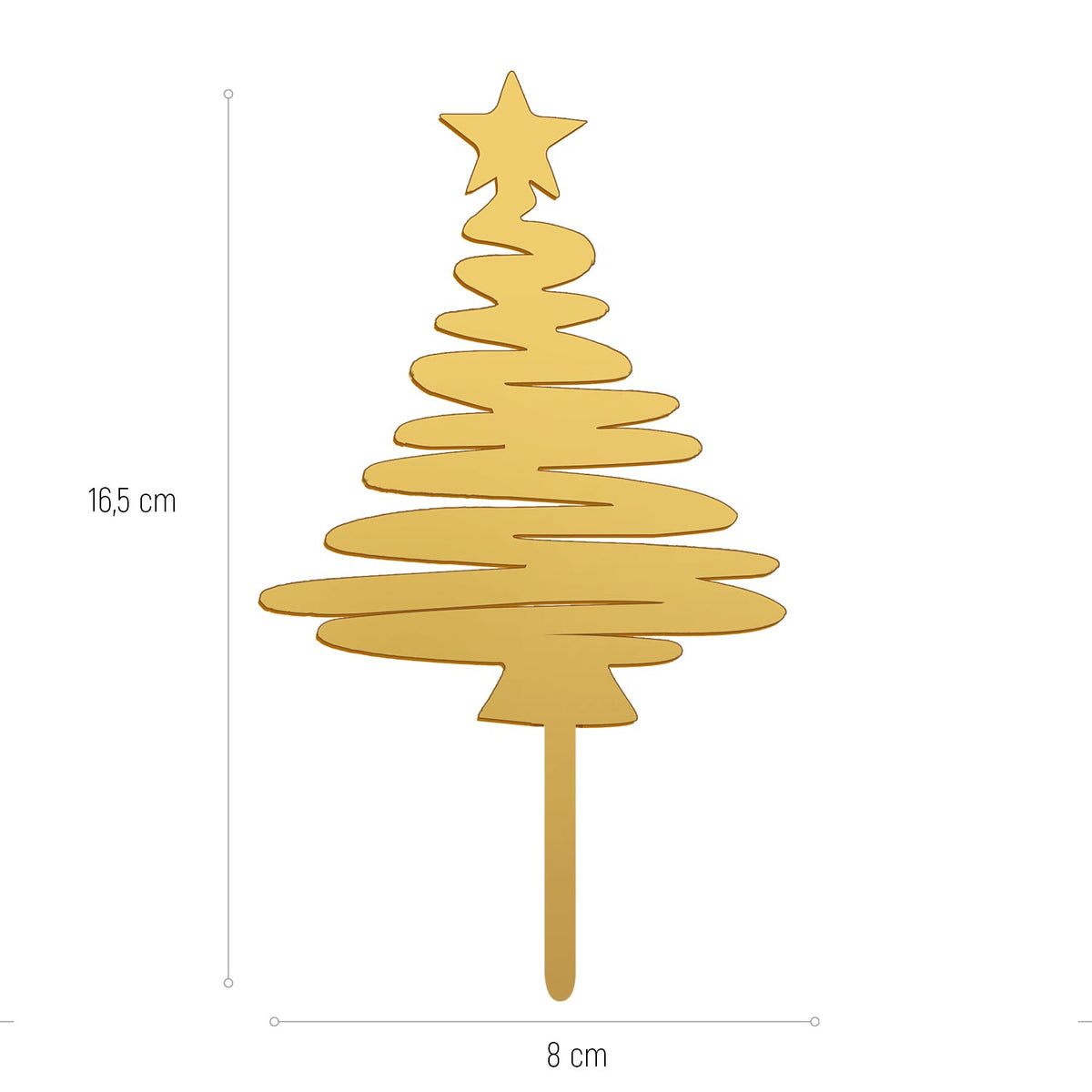 CAKE TOPPER ARBOL NAVIDAD ORO 16,5X8CM