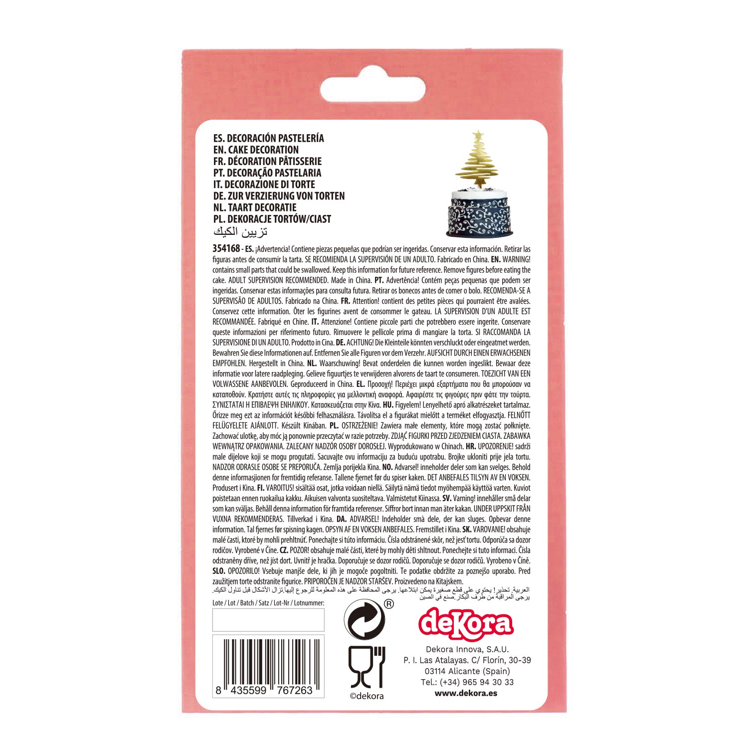 CAKE TOPPER ARBOL NAVIDAD ORO 16,5X8CM