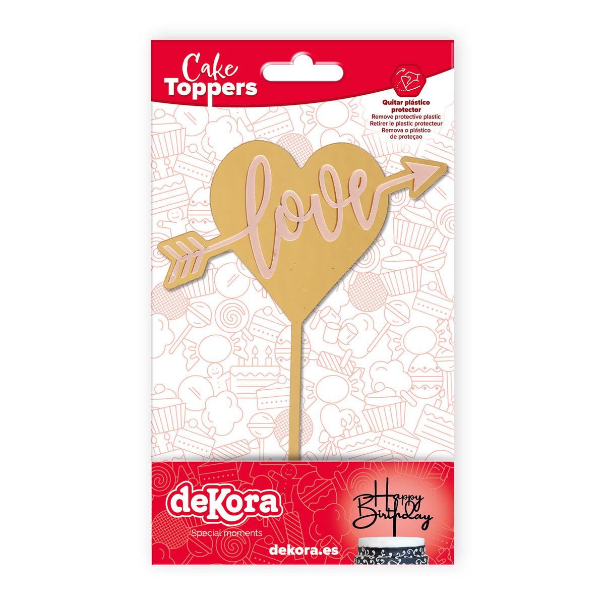 CAKE TOPPER LOVE ROSA 13X11CM
