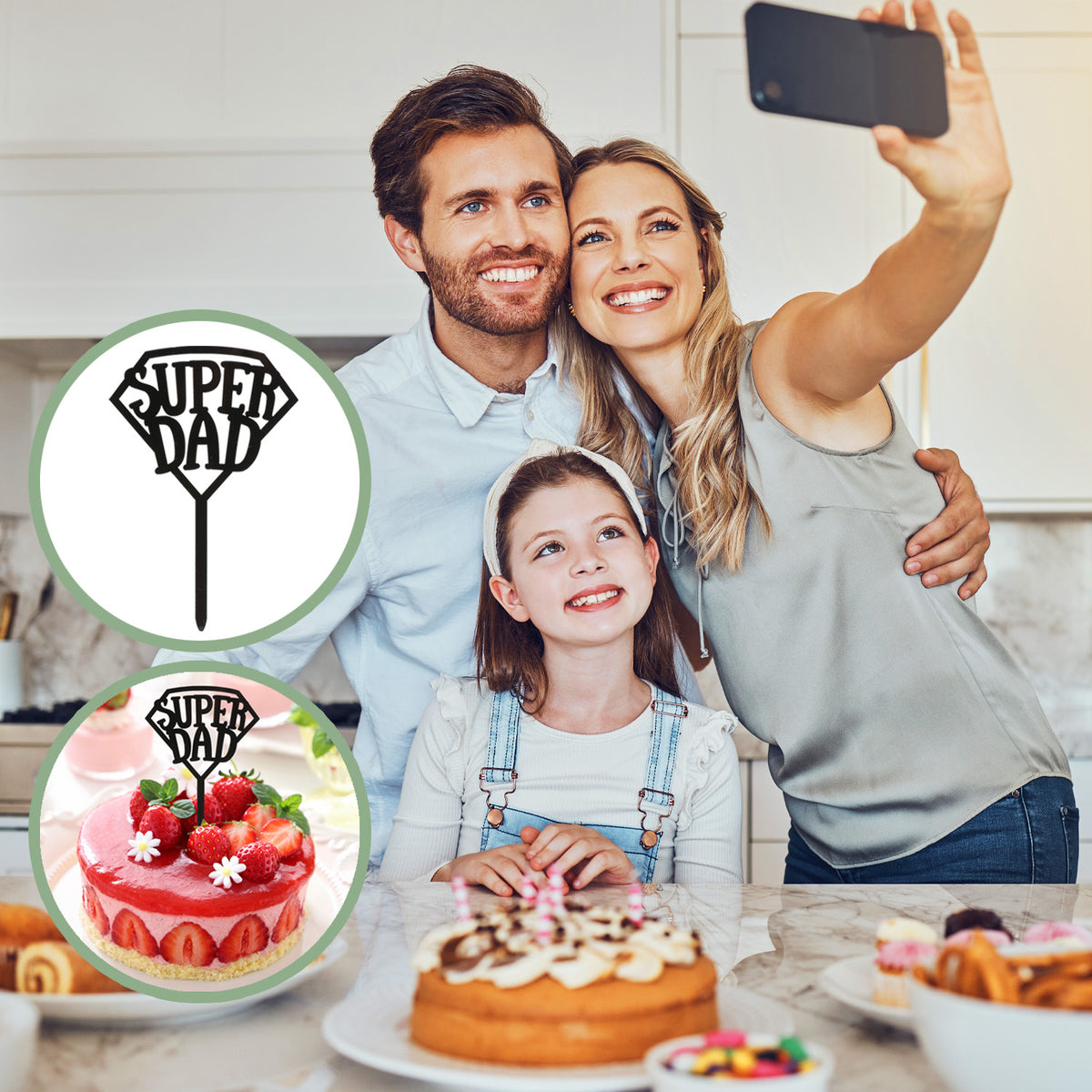 CAKE TOPPER SUPER DAD 15X10CM