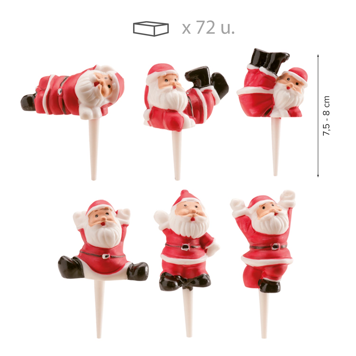 PAPA NOEL ROJO DE PLASTICO SURTIDO 6CM 72 UDS