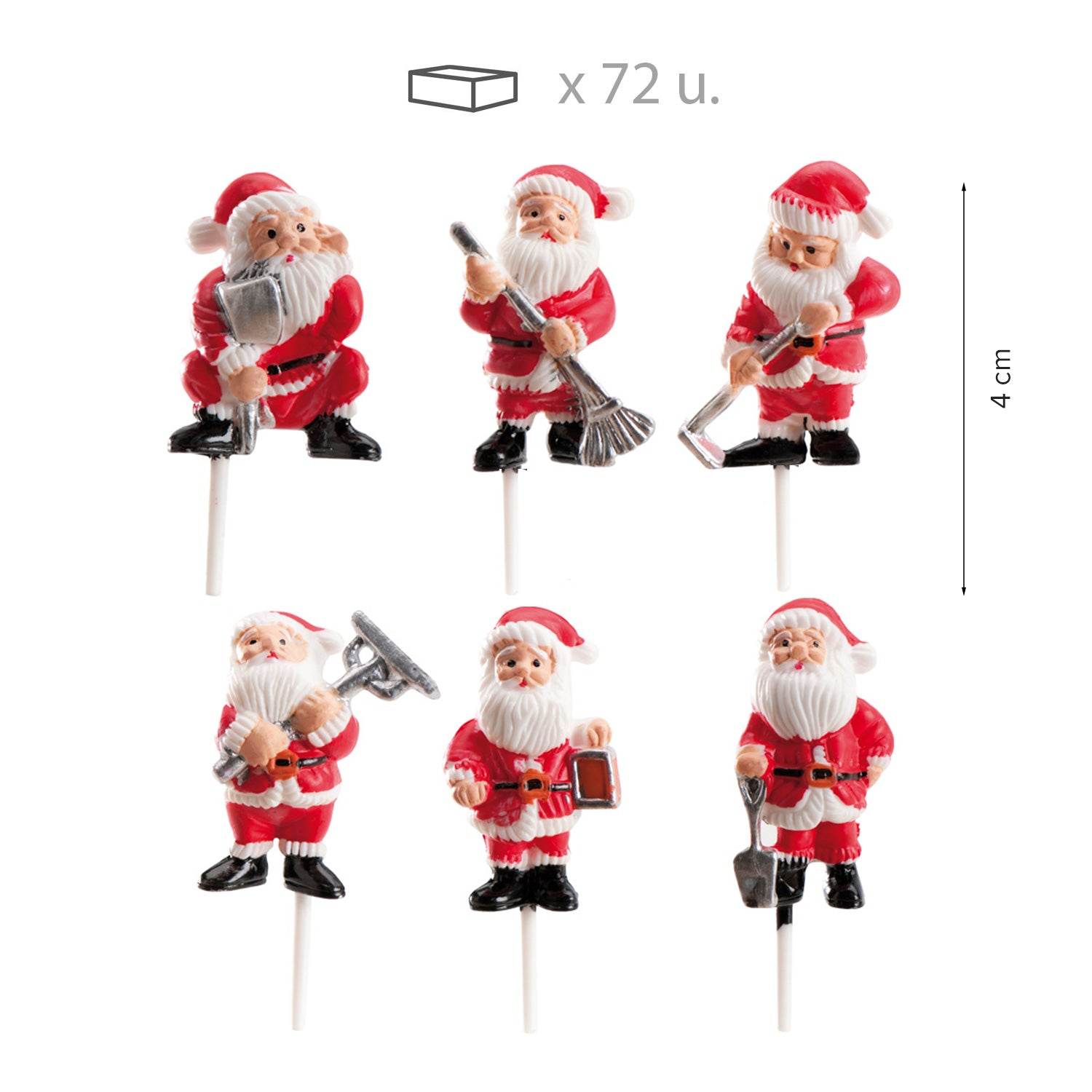 SANTA CLAUS 6 MODELOS PLASTICO SURTIDOS 4CM 72 UDS